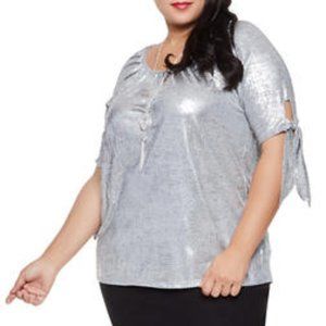 FOIL BURNOUT TOP WITH NECKLACE (PLUS SIZE)